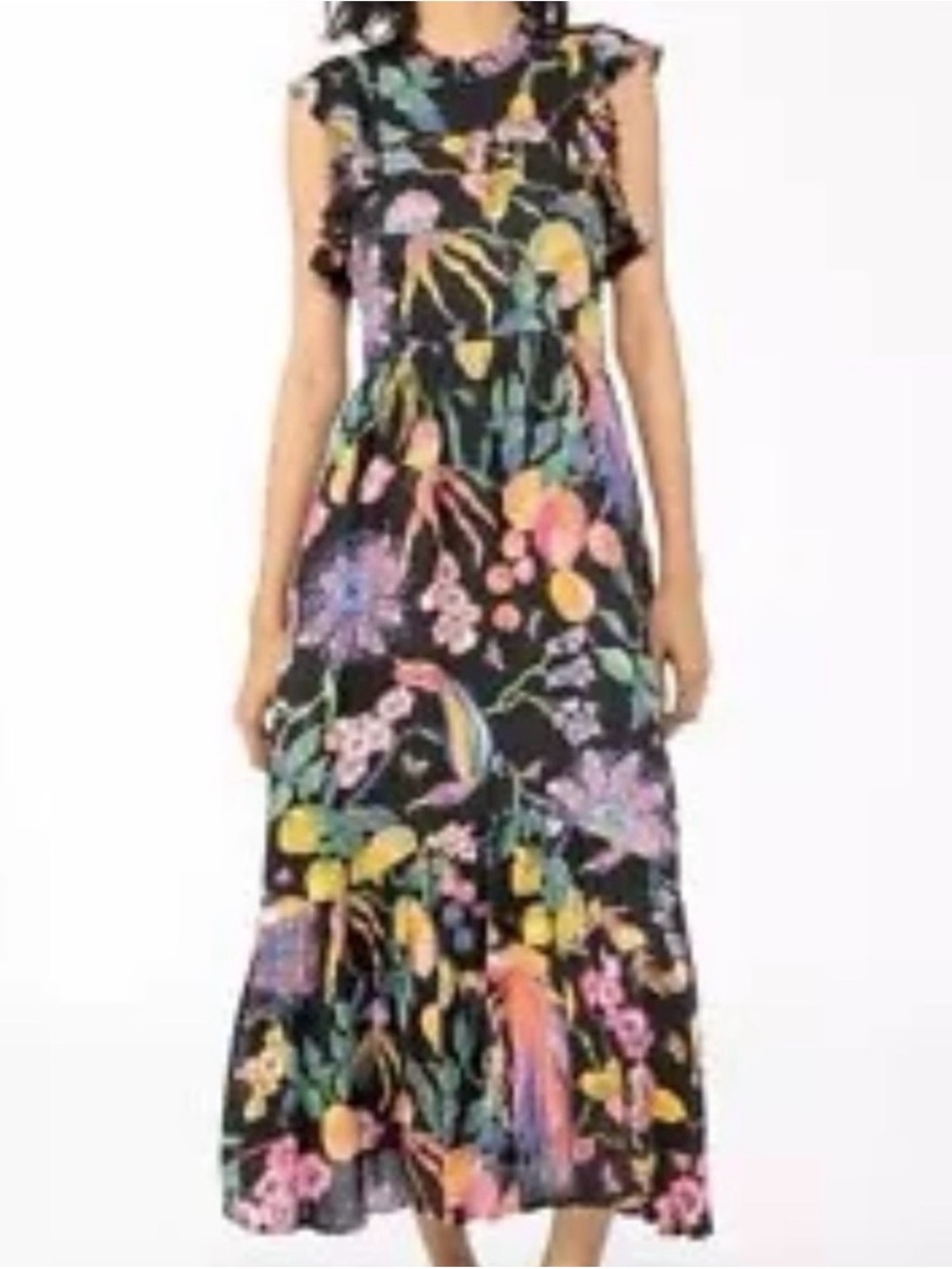 Banjanan Hannah Black Maxi Dress with Multicolor Floral Print